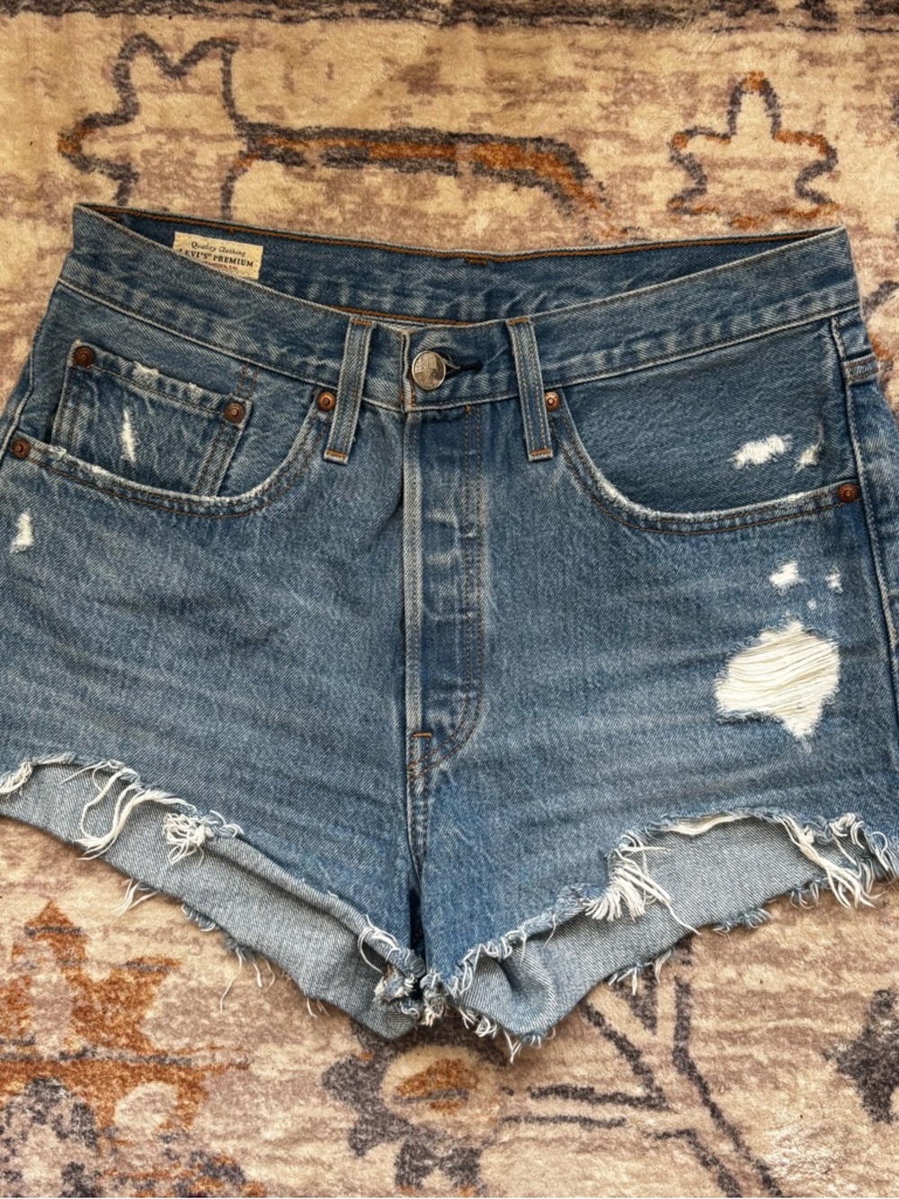 Levi's Distressed Denim Cutoff Shorts - Blue